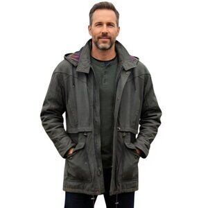 Wilson Leather Adventure Bound Vintage Deep Green Leather Hooded Jacket Size M